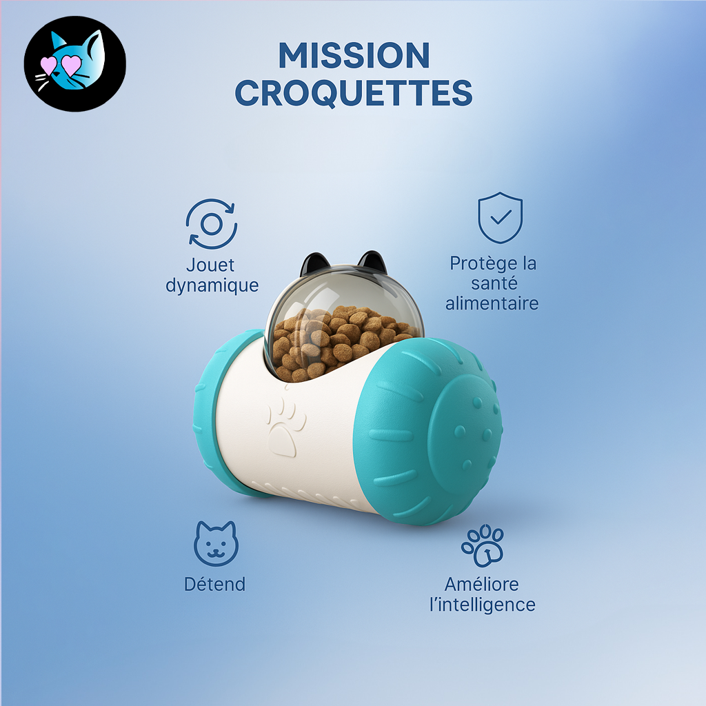 Mission Croquettes : Jouet distributeur interactif pour chien et chat