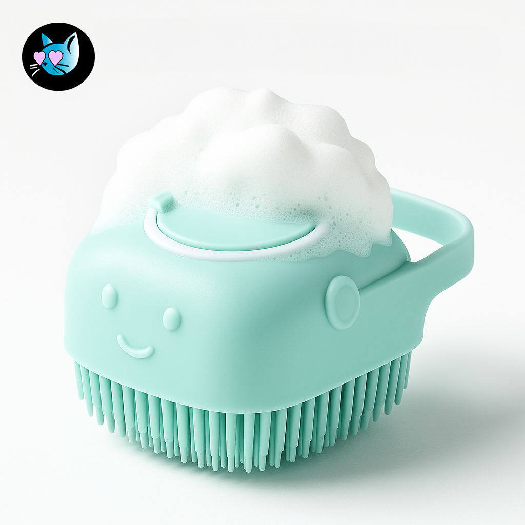 Caresse Moussante: Brosse de bain et massage pour chien et chat