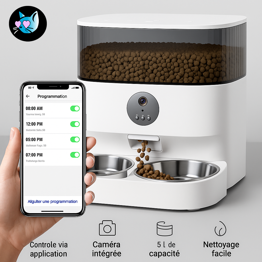 Duo Parfait: Distributeur de croquettes intelligent pour chiens et chats